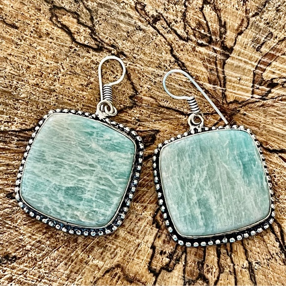 Beautiful Shade of Green Amazonite Earrings 2” - Picture 4 of 12